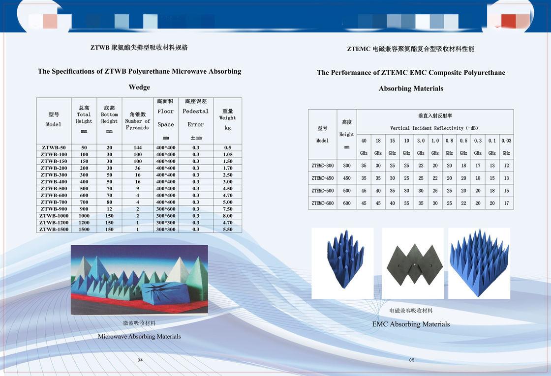 Polyurethane Magnetic RF Absorber Foam Pyramid Microwave Absorbing Sheet