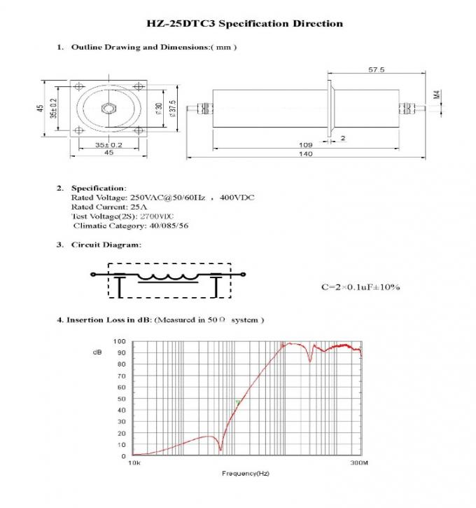 AC DC EMI Feedthrough Filter Capacitor Electrical Line Noise Filter